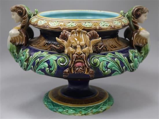 A majolica jardiniere on stand
